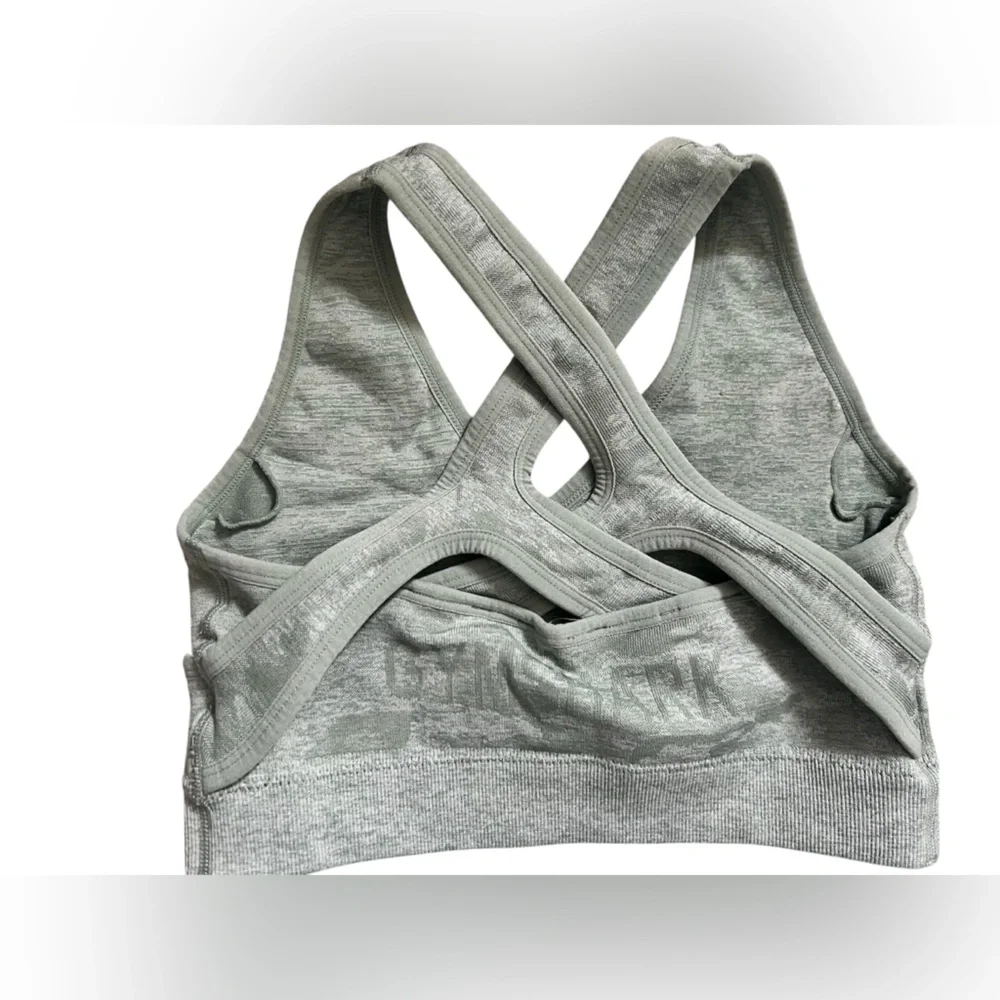 Gymshark Women's Green Camouflage Sports Bra Measurements Listed No Size Tag
